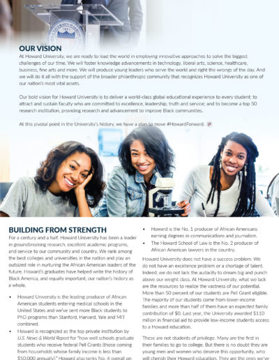 Howard University: Howard Forward Brochure