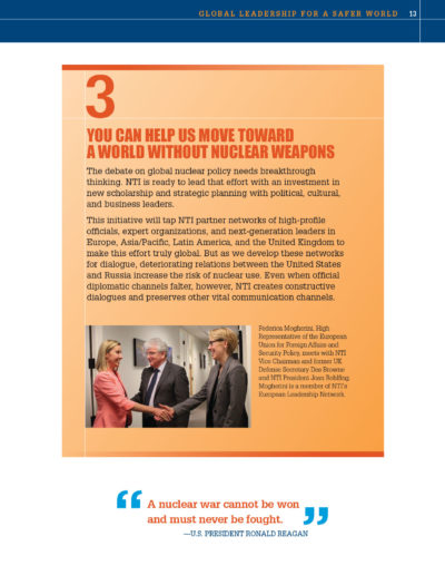 Nuclear Threat Initiative: Global Leadership for a Safer World