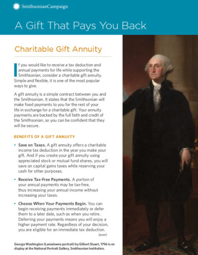 Smithsonian Campaign: Charitable Gift Annuity One Pager